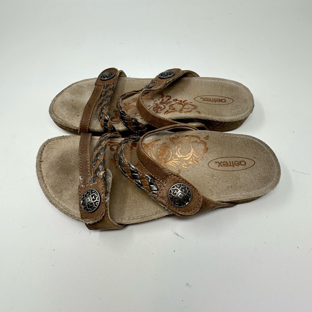 Aetrex Janey Braided Slid Sandals Women's Sz 6 - Picture 2 of 15